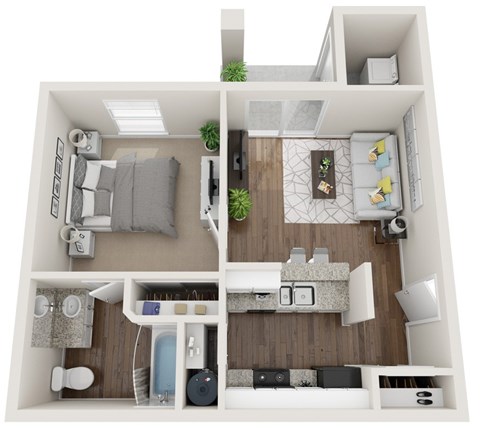 Floor plan for 1 bed, 1 bath, 546 sqft